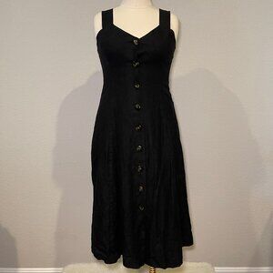 Sezane Gabby Dress in black linen, size 40, US 8